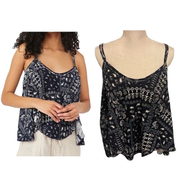 Free People Tops - Free People Floral Cotton Bandana Strappy Tank Medium NWT